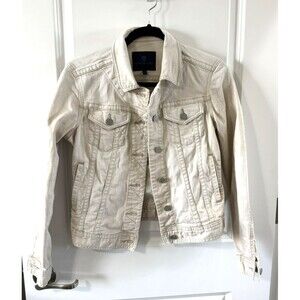 Martin + Osa Women’s Button Front Denim Jean Jacket Cream Size XS